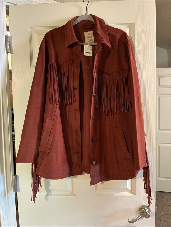 We The Free Jackets & Blazers - Free People We The Free Rust Fringe Suede Jacket NWT